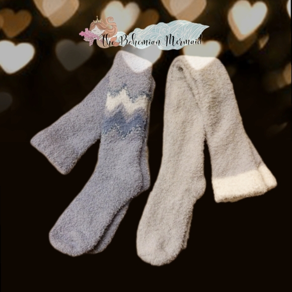 đNWTđ 2 PK PLUSH WINTER THIGH HIGH CLOUD SOCKS - Picture 3 of 7